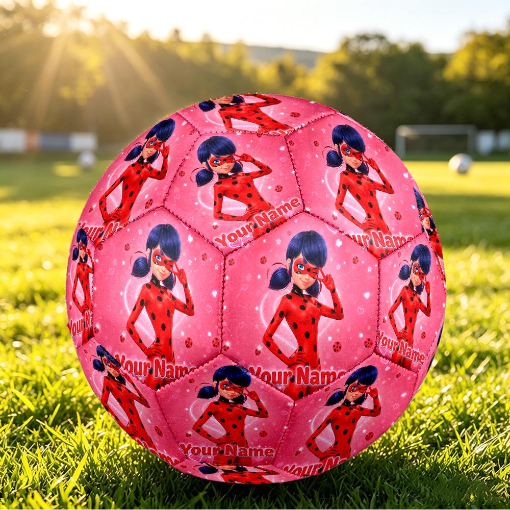 Custom Name Text Size 5 Football,Miraculous Ladybug Standard Training Soccer Ball