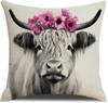 Cow Pillowcase Animal Theme Decorative Pillowcase Square Linen, Home Decorative Pillowcase with Zipper, Suitable for Sofa