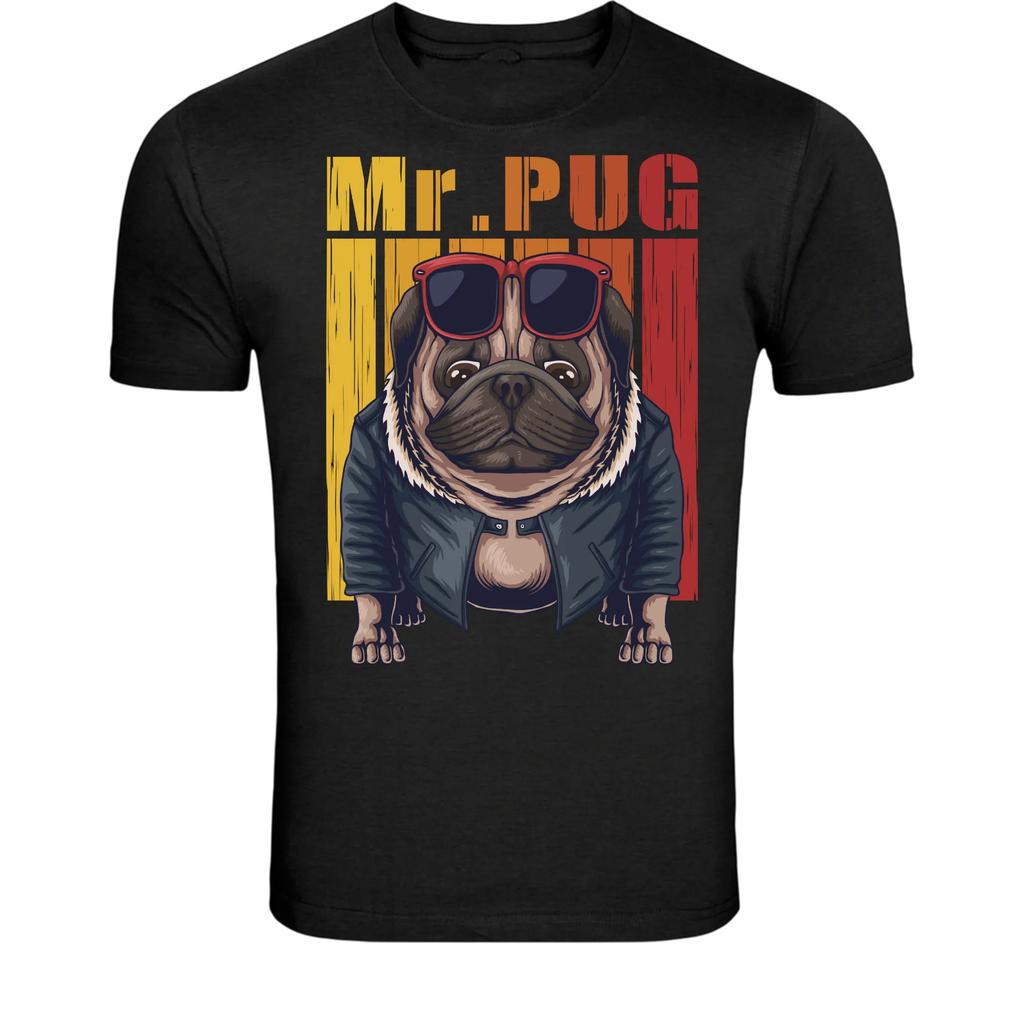 Mr Pug Cool Dog With Sunglasses T-Shirt - Funny Vintage Pug