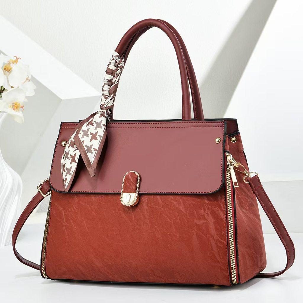 Casual Fashion Pu Bag For Women With Contrast Stitching And Spacious Storage
