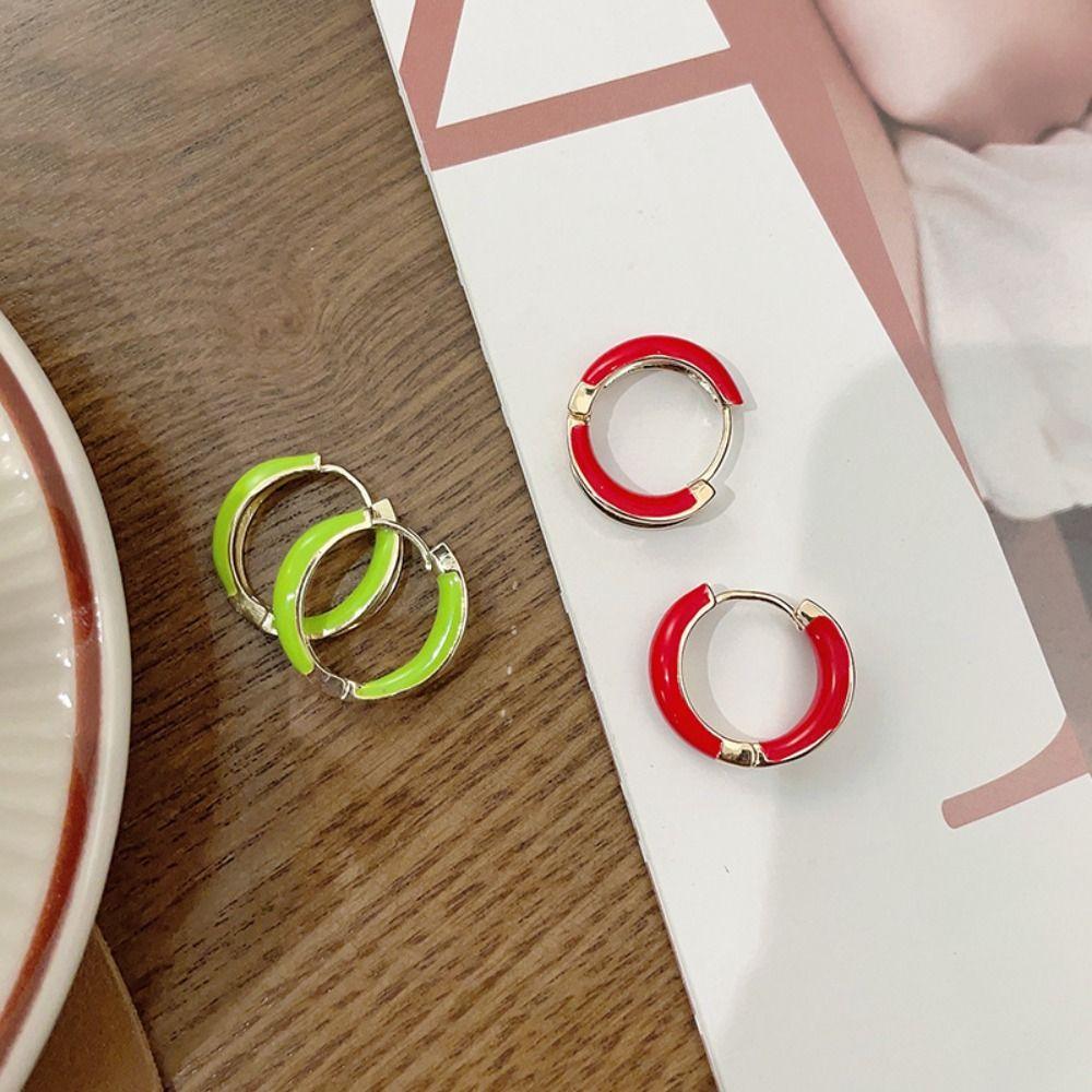 Серьги-кольца с капающим маслом, ювелирные аксессуары, серьги-кольца с эмалью в винтажном стиле, для девочек