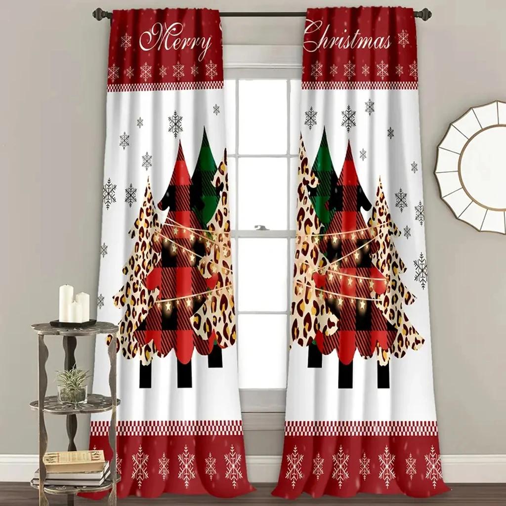 3D Digital Print Curtains With Christmas Tree Snow for Boys Nursery Bedroom Kids Curtains Panels Drapes for Living Room Bedroom
