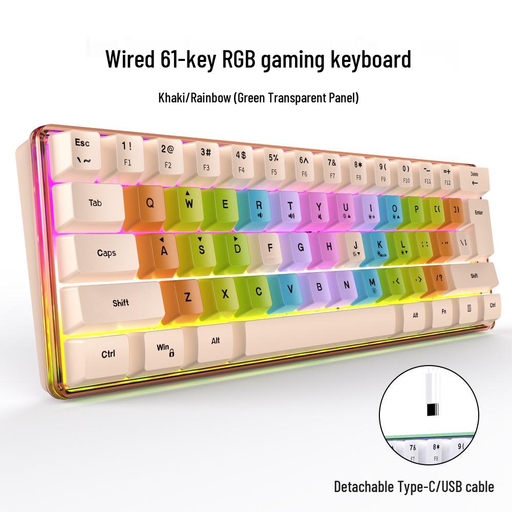61-клавишная RGB проводная игровая клавиатура с механическим ощущением