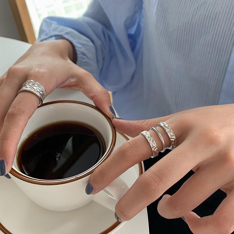 «Корейское кольцо с волнообразным узором из стерлингового серебра 925 пробы — простое женское кольцо с индексом»