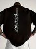 New Unisexs Crew Neck Tshirt Japanese Vertical Kanji Print Loose Fit Cotton Tee Shirts For Daily Wear