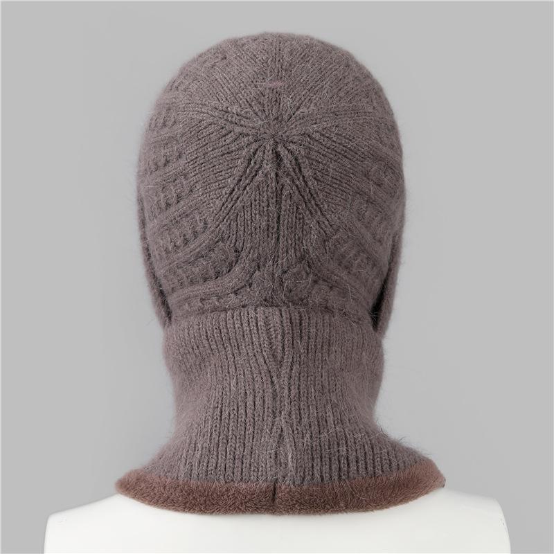 In autumn and winter, the elderly mother wool hat, female velvet thickened warm cycling scarf integrated cold cotton hat