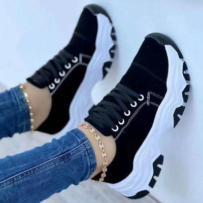 Женская обувь большого размера из импорта, новинка 2025 года, повседневная обувь с круглым носком и толстой подошвой, женская спортивная обувь на шнуровке, женские одинарные туфли