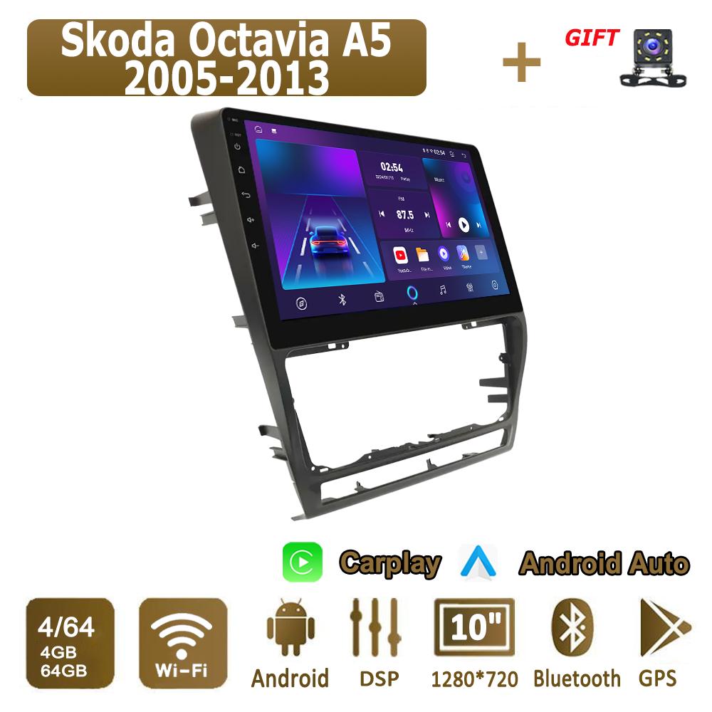 Android Carplay автомобильное радио для Skoda Octavia A5 2005-2013 мультимедийный проигрыватель головное устройство стерео GPS навигация BT WIFI 4+64 ГБ