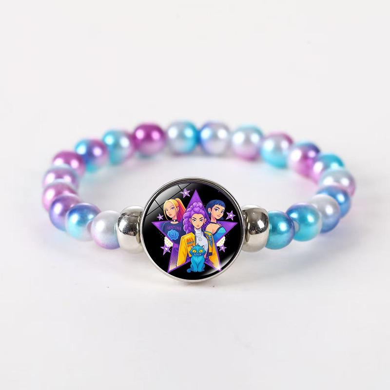 K-POP Demon Hunters Theme Beaded Bracelet, Fashion Handmade Wristband for Girls, Ideal Birthday Holiday Gift & Party Accessories