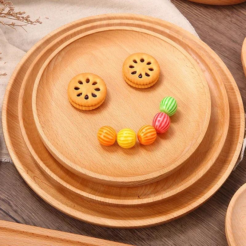 Japanese Wooden Tray Tableware Dessert Tray Breakfast Bread Dried Fruit Plate Tea Cup Coffee Coasters Household Storage Plates