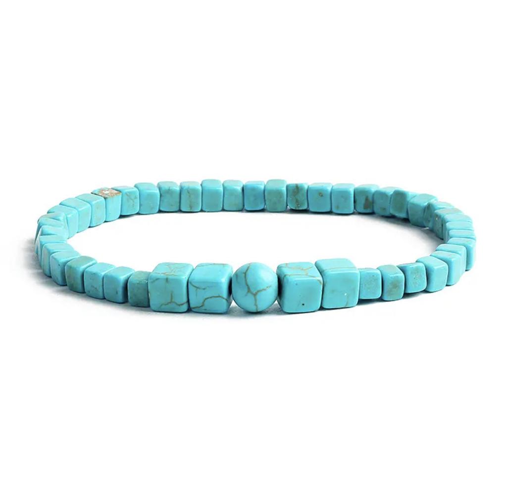 Богемская бирюза бусины браслеты для женщин Рейки природный камень куб цилиндр нерегулярные браслеты целебные ювелирные изделия для здоровья