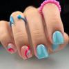 French Wavy Fake Nails Short Round Nail Tips Fashion False Nails  for DIY