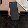 Однотонный кожаный чехол-зажим на бок с узором "лисички" для Samsung Z Flip 8 Galaxy Z Flip 7 FE 7 6 5, защитный чехол для камеры