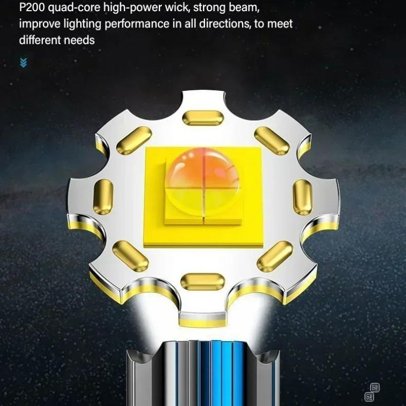 Мощный светодиодный фонарик, USB-перезаряжаемый тактический зум-фонарик, встроенный аккумулятор, мощный инструмент для наружного освещения для кемпинга