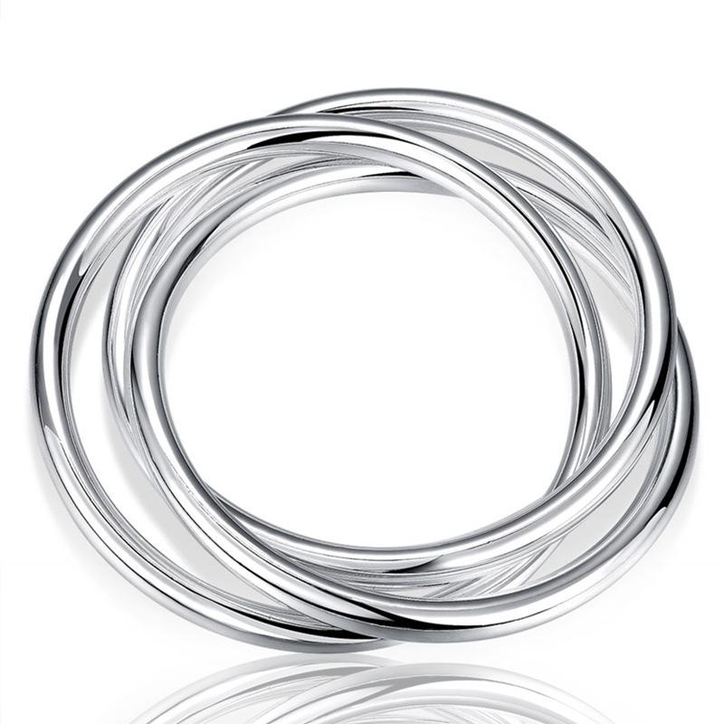 Женский серебряный браслет с тройным кругом: Ювелирные изделия из сплошных многокруговых элементов от West Lake Beauty