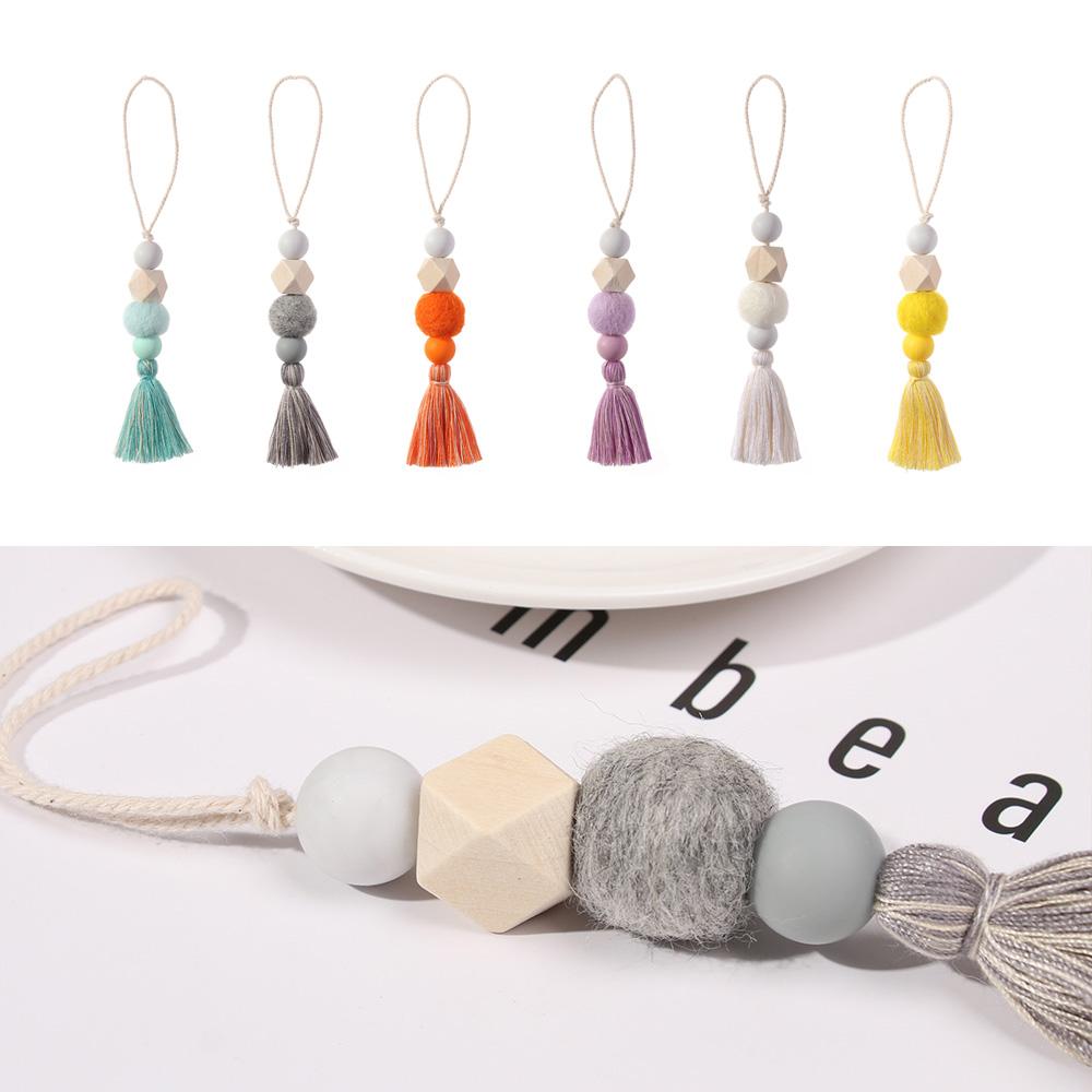 Natural Wood Beads Closet Hanging Ornaments Wall Decorations Car Hanging Drop Hanging Pendant