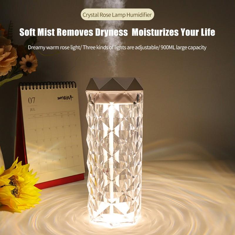 Настольный хрустальный увлажнитель на 1000 мл со светодиодной подсветкой. Зарядка через USB. Бесшумный генератор тумана. Автомобильные диффузоры большой емкости. Освежитель воздуха. Распылитель с ночниками.
