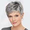 Short Silver-White Synthetic Wig for Women