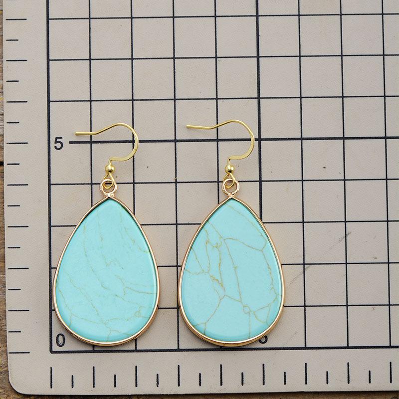 BLINGBAY женские новые серьги-подвески в богемном этническом стиле с натуральным камнем в форме капли, популярные высококачественные ретро-ювелирные изделия белого цвета