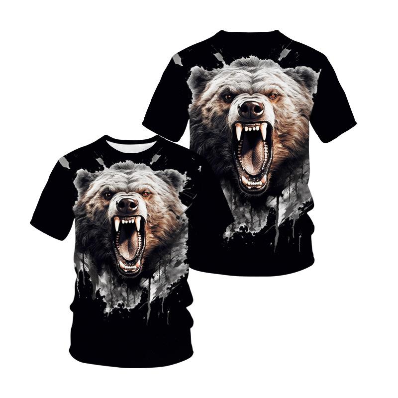 Летние мужские футболки с 3D принтом тигра и дракона, модные повседневные спортивная одежда с круглым вырезом и короткими рукавами, уличная одежда, топы большого размера