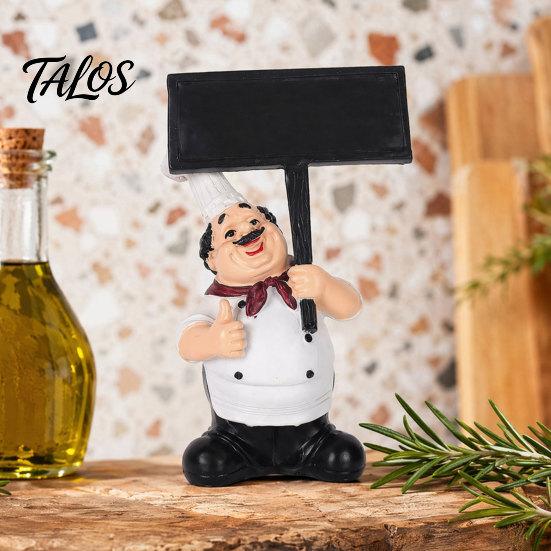 Фигурка персонажа Talos Cafe с декором в виде доски, смоляная мультяшная фигурка шеф-повара, украшение для кухни, ресторана или дома