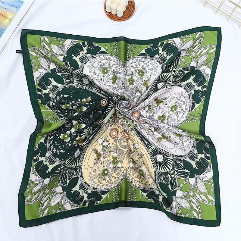 Old money style elegant matching scarf small square scarf 71cm Korean new silk scarf women's high-end sense retro versatile printing