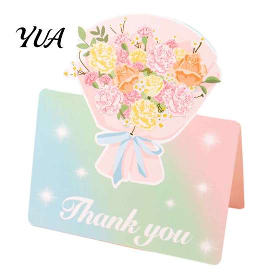 Flower Paper Greeting Cards 10Pcs 3D Thank You Card, Floral Bouquet Best Wishes Decorative Note Appreciation Gifts for Anniversary, Mother's