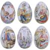 1PC Easter Rabbit Printing Creative Metal Tinplate Gift Box Storage Box Candy Case Egg Shape Party Supplies