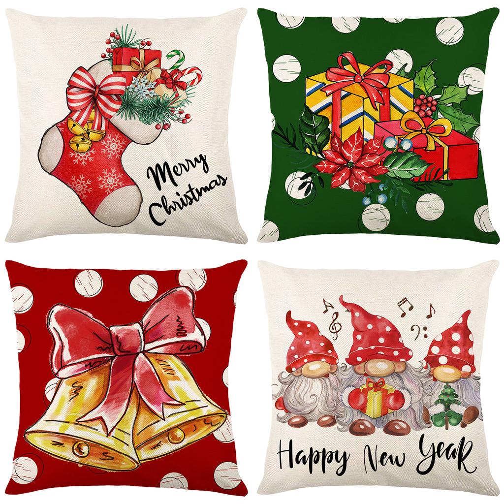 Christmas Pillow Cover New Polyester Printed Christmas Gift Home Sofa Cushion Cover Pillow