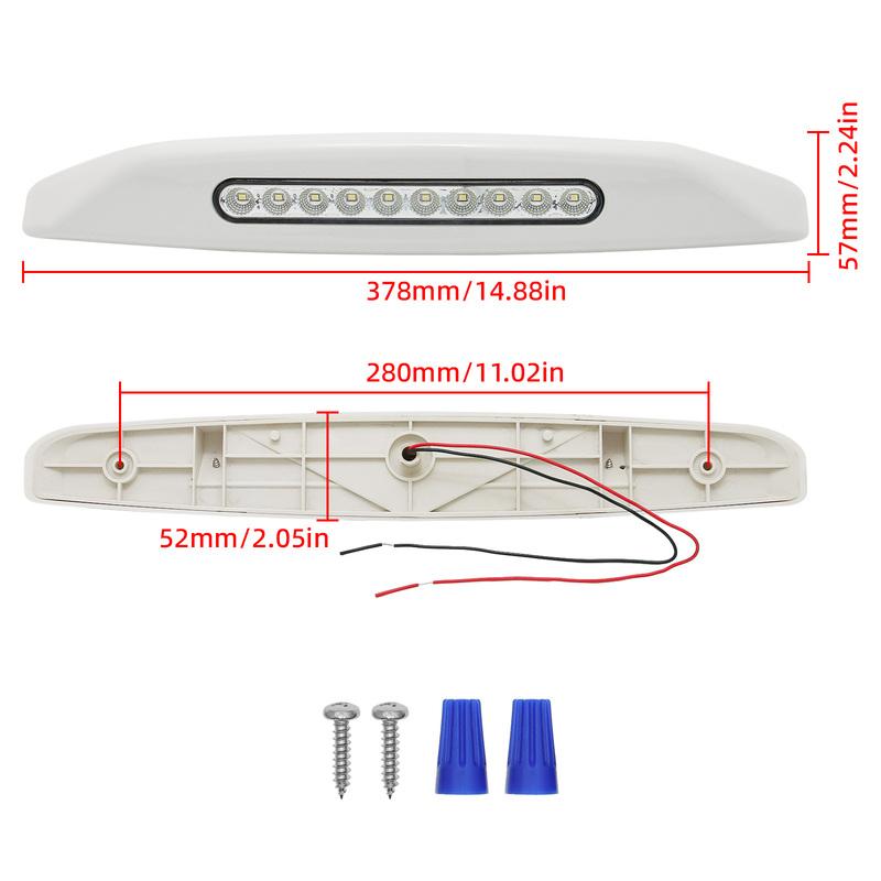 10LED RV LED Awning Porch Light 12V/24V Waterproof Caravan Interior Wall Lamps Light Bar Exterior Camper Trailer Wall Lamps