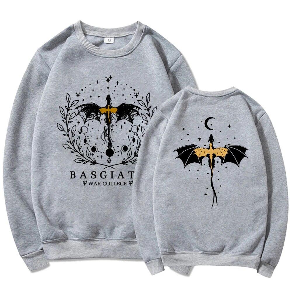 Винтажный двусторонний свитшот «Четвертое крыло» Basgiath, свитер для колледжа, женские толстовки с капюшоном, пуловеры с длинными рукавами