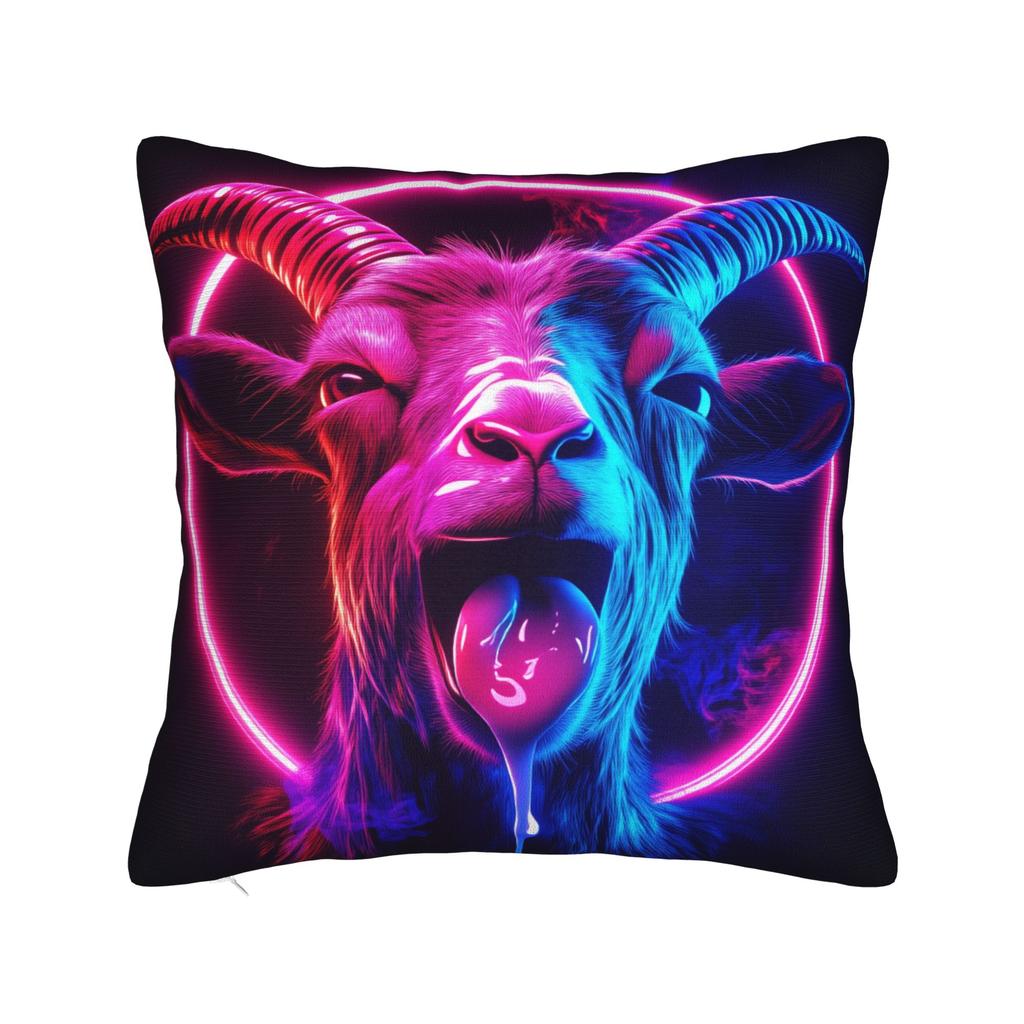 Screaming Goat Funny Meme Pillowcases Retro Trendy Pillow Case For Living Room Sofa Comfy Pillow Cover
