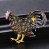 Vintage Exquisite Rhinestone Rooster Brooches For Women Men Trendy Punk Metal Animal Chicken Buckle Pins Wedding Party Jewelry