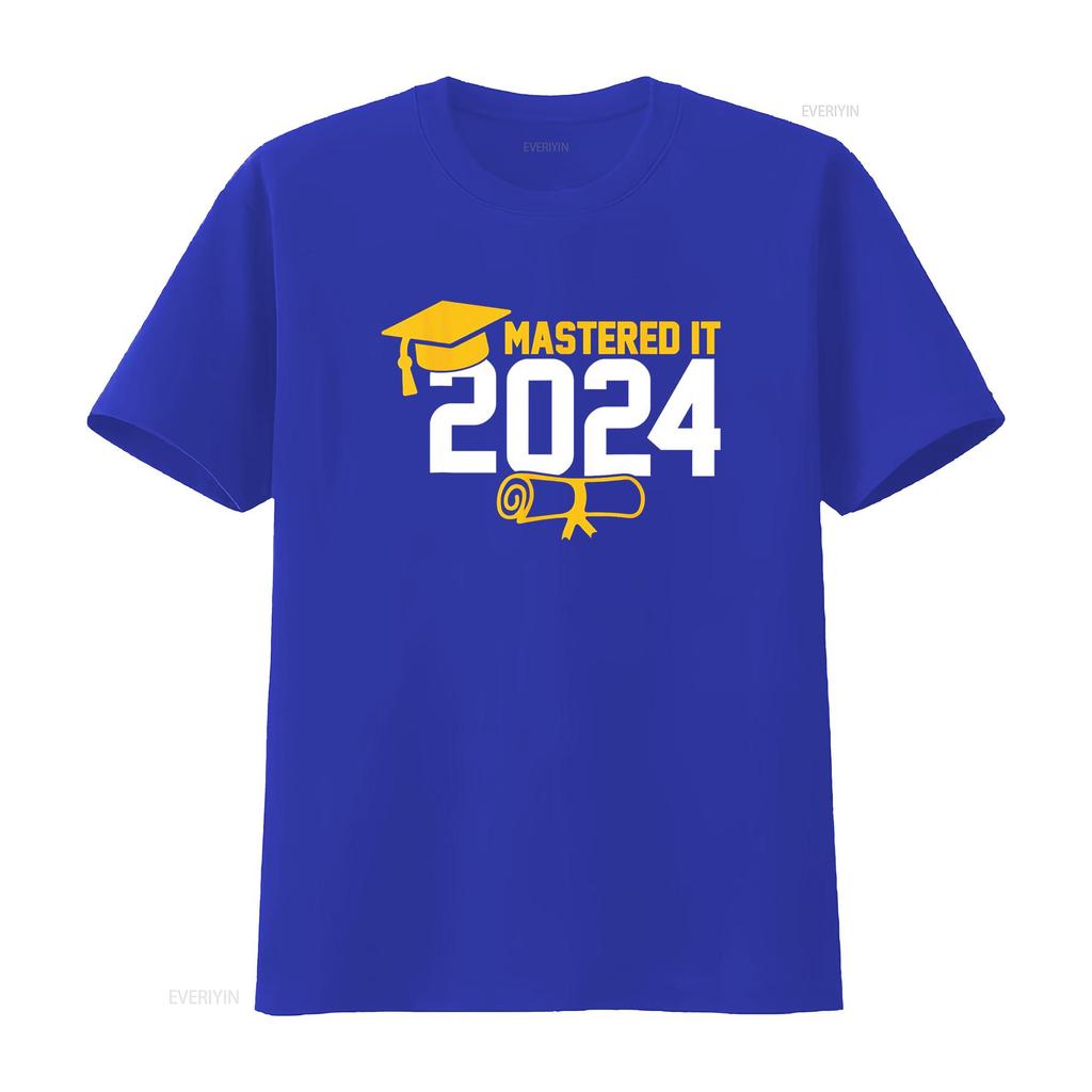 Masters Degree Graduation Mastered It 2024 T Shirt Vintage Washed Unisex Streetwear Soft Homme Designer Clothes