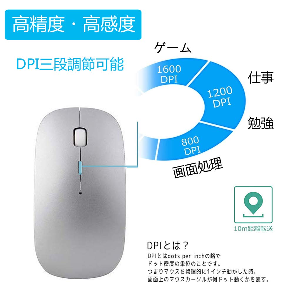 Перезаряжаемая Беспроводная Bluetooth 3DPI Высокосовместимая и сертифицированная TELEC Мышь Type-C, Тихая, Тонкая, Компактная, Мышь, Режим, Точность,