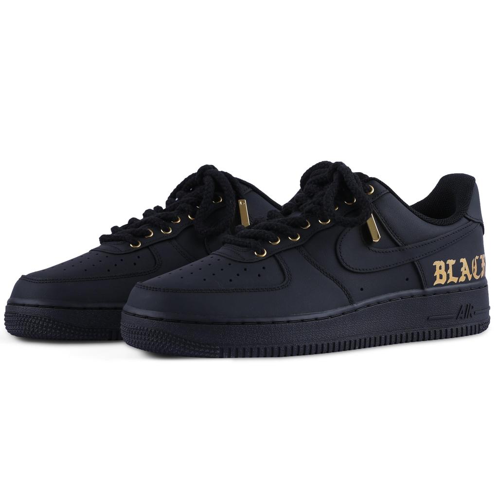 Nike Кроссовки Air Force 1 PU Устойчивые к истиранию Баланс Низкие Скейтбордические Обувь Унисекс Черный Золотой CW2288-001(КОМАНДА55-)
