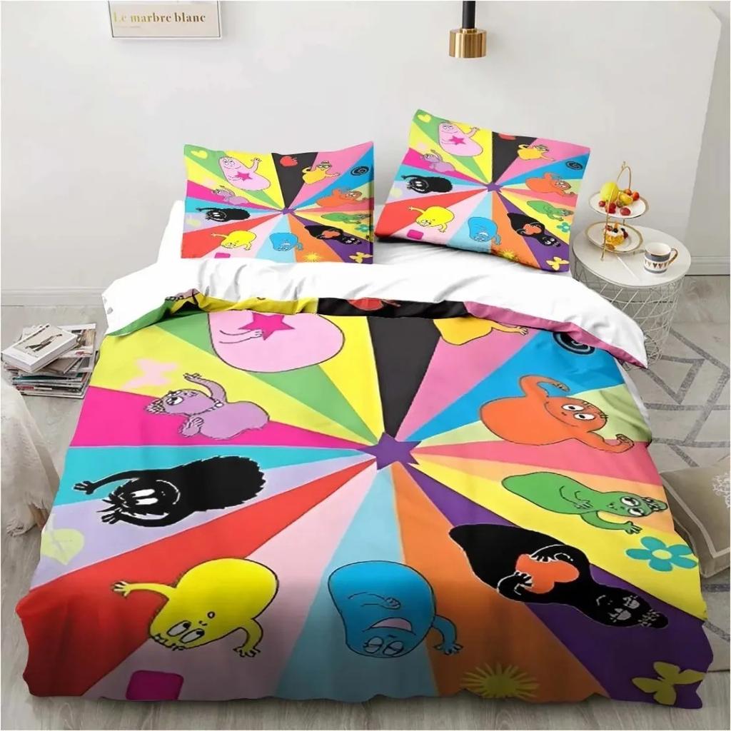 3D Мультяшный Постельный Комплект B-Барбапапа Набор Пододеяльника с Наволочками Мягкий Приятный к Коже Односпальный Кинг-сайз Для Детей Подарок на День Рождения