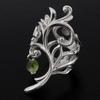 Shinjuku Gin No Kura Openwork Leaf & August Birthstone Peridot Silver Ear Cuff (Single Ear) for Women