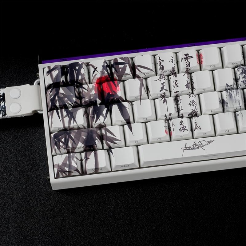 PBT кейкапы с тематикой Бамбуковый Лес, оригинальный профиль, сублимационная печать сбоку, для 61 64 68 ANSI ISO механических клавиатур