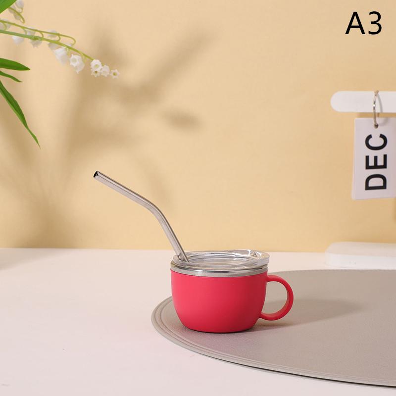 Ударопрочная термокружка из нержавеющей стали объемом 3 унции с ручкой, мини-чашка с крышкой и трубочкой, идеально подходит для кемпинга и столовой