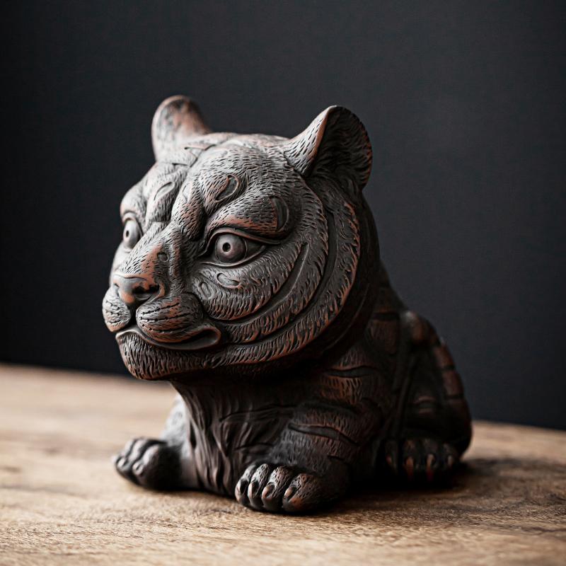 Фиолетовая керамика Чайный питомец Украшение в виде тигра Резное украшение Чайная игра Дзен Чайный столик Поднос для чая Аксессуары для чайной церемонии