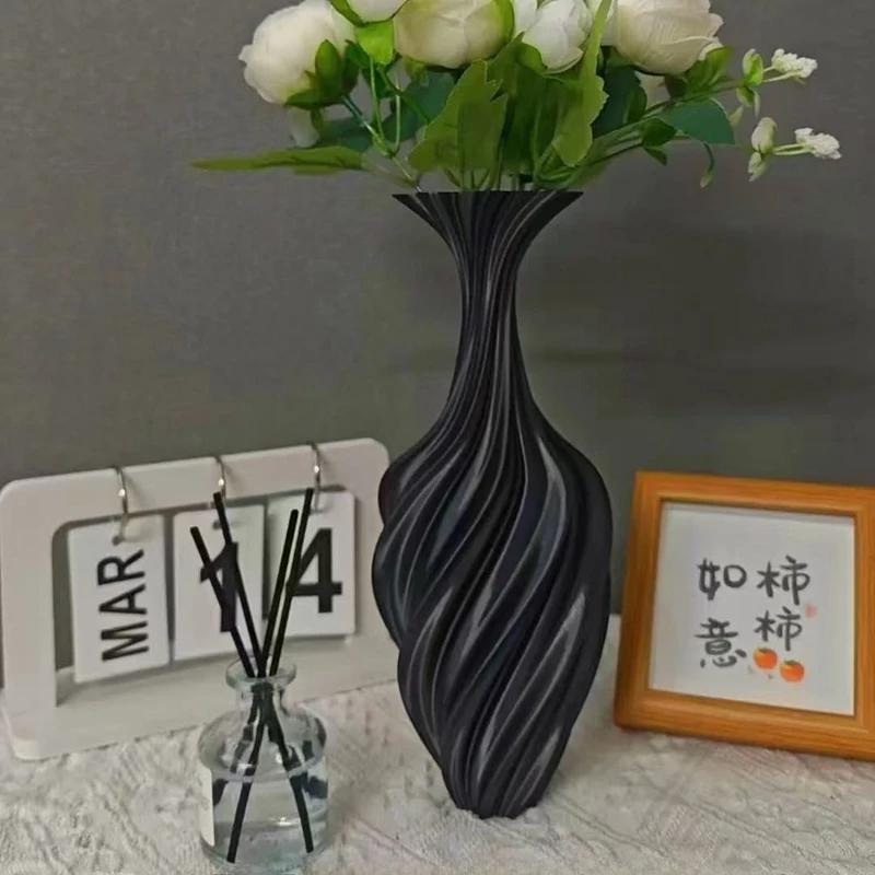 Top Quality Modern Style Plastic Flower Vase White Black Aesthetic Floral Arrangement Display Room Decoration Flower Bottle
