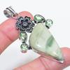 Natural Swiss Green Opal, Tsavorite 925 Sterling Silver Pendant 2.68" Q7v61