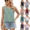 Amazon Europe and the United States Cross-border Foreign Trade 2025 Spring and Summer New Round Neck Hollow Pleated Vest Sleeveless T-shirt Top Women