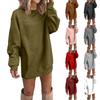 Women's Solid Thickened Oversize Loose Long Sweatershirt Sweater Dress Disappearing Lower Body