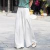Женские брюки wide leg из хлопка и льна, женские длинные брюки, весна и лето, женские, с высокой талией, прямые, однотонные, свободные и тонкие, повседневные брюки, женские