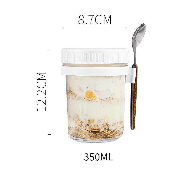 Portable Overnight Oat Glass Cup with Fork Milk Fruit Salad Food Storage Jars Cereal Breakfast Cups Water Bottle Kitchen Item