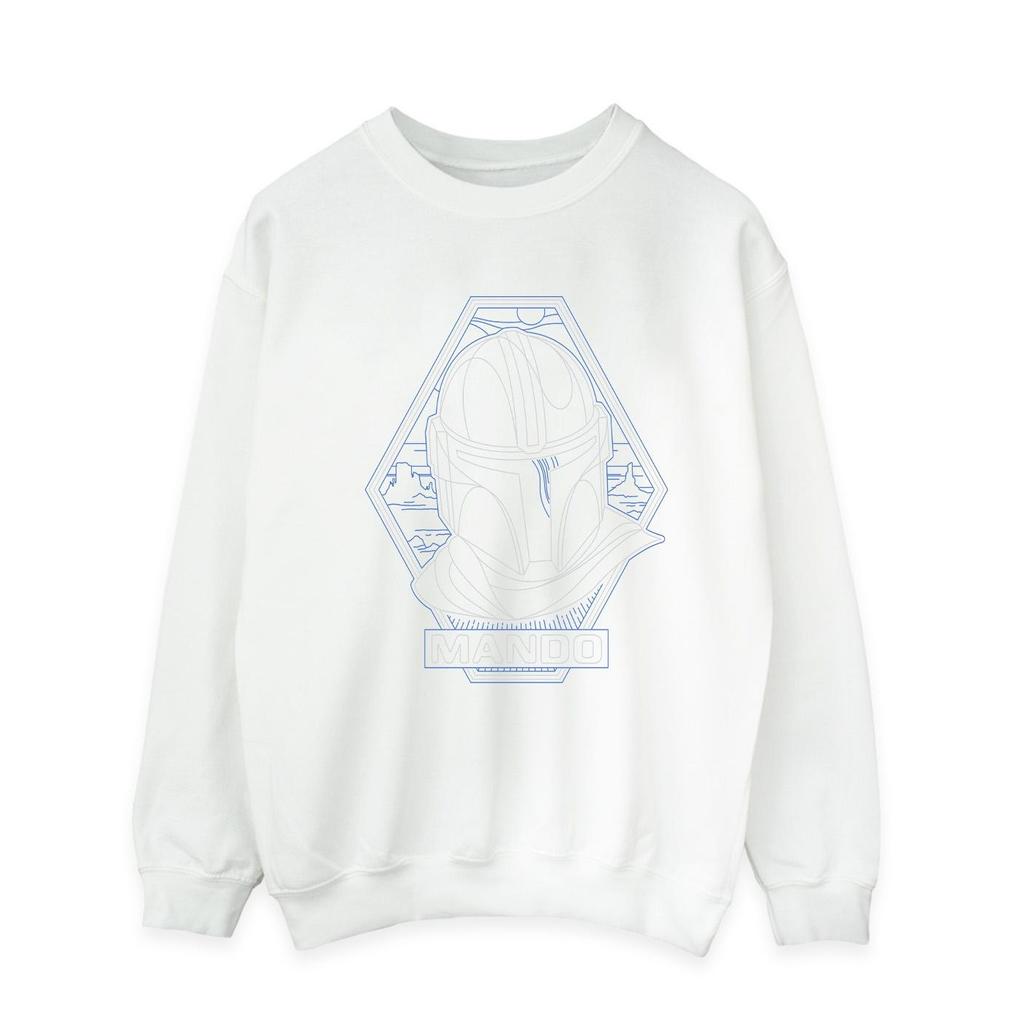 Star Wars Mens The Mandalorian Outline Helm Diamond Sweatshirt