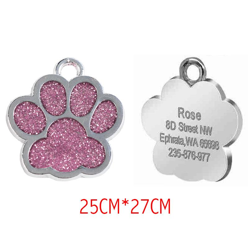 Personalized Customized Dog ID Tag Engraving Metal Pet Cat Name Tags Collar Accessories Pendant Nameplate Glitter Keyring