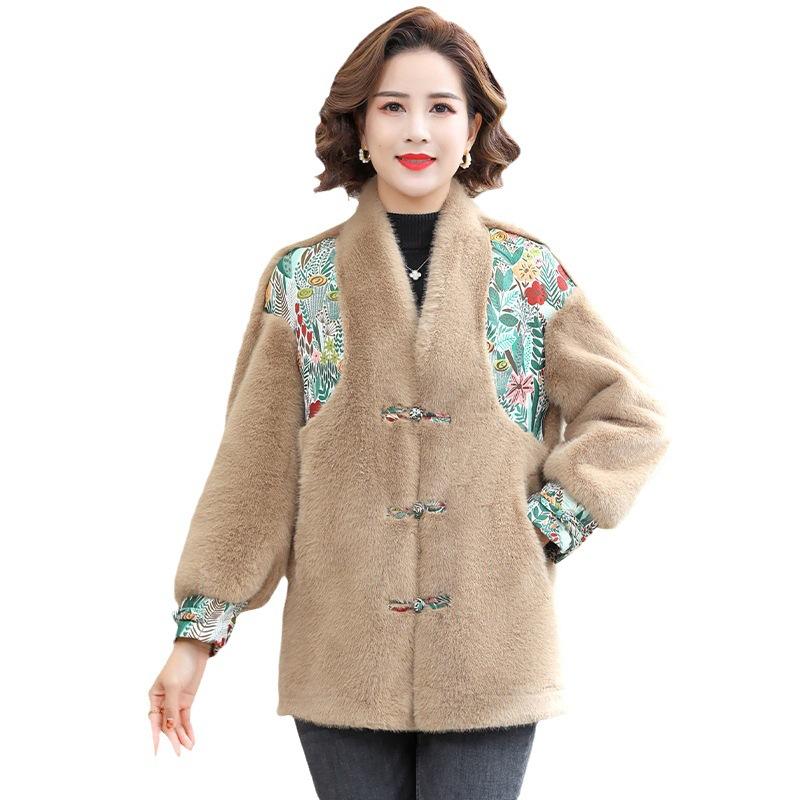 Новое осенне-зимнее платье для мамы из искусственного норкового флиса, женское короткое меховое пальто среднего и старшего возраста, большое утепленное пальто среднего возраста